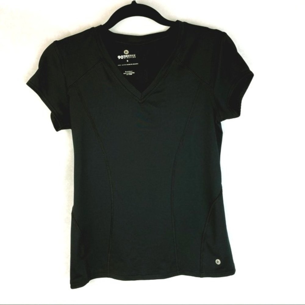 90 Degree Black Athletic Workout Short Sleeve Top